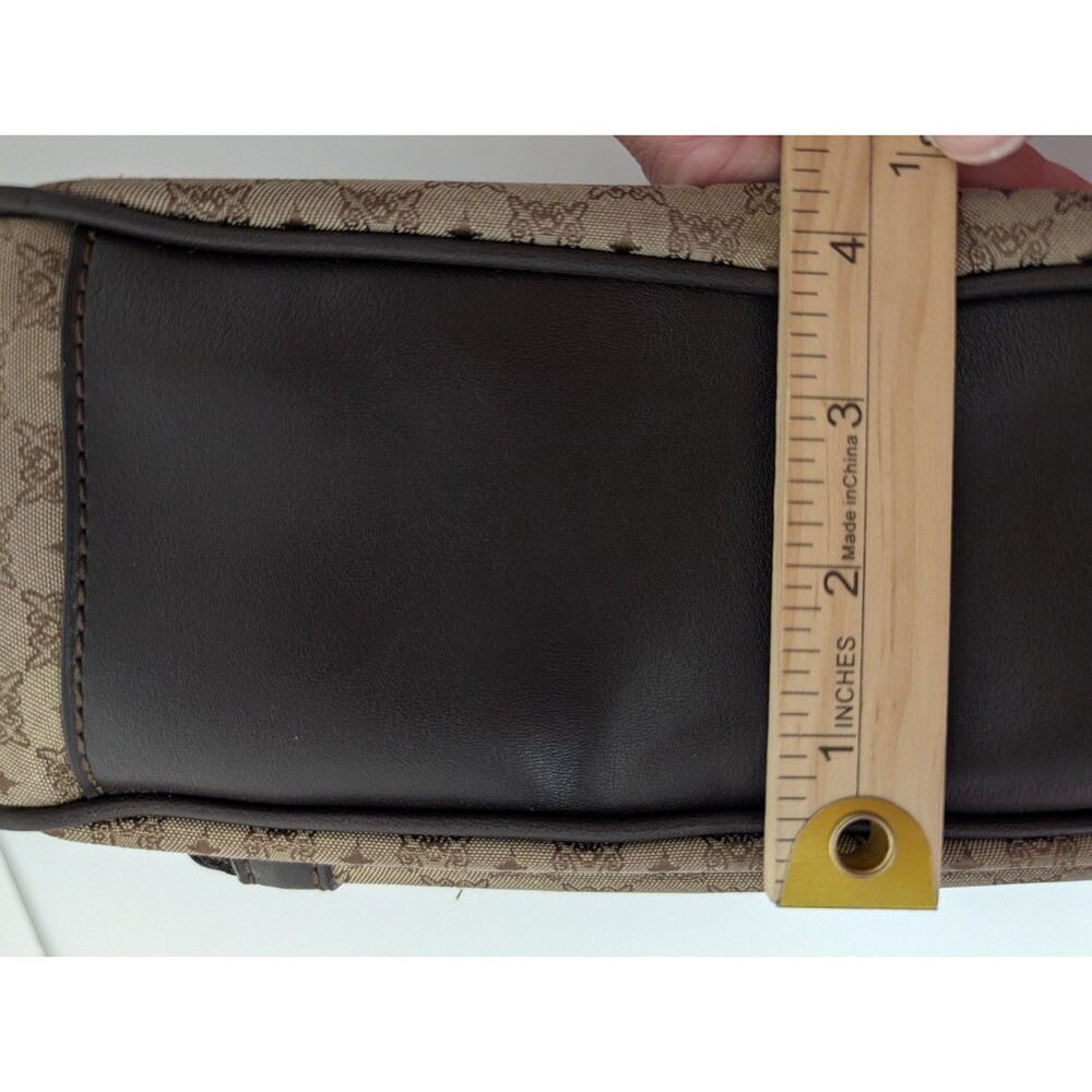 VTG Y2K Liz Claiborne Villager Monogram Shoulder Bag Baguette Tan Brown Purse - Picture 14 of 15